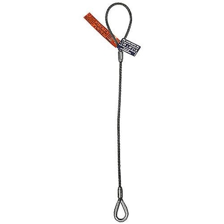 Sngl Leg Wire Rope Slng, 1-3/8 In Dia, 6ft L, Flemish Loop To HD Thimble, 18 Ton Capacity